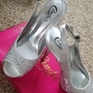 White blingy heels